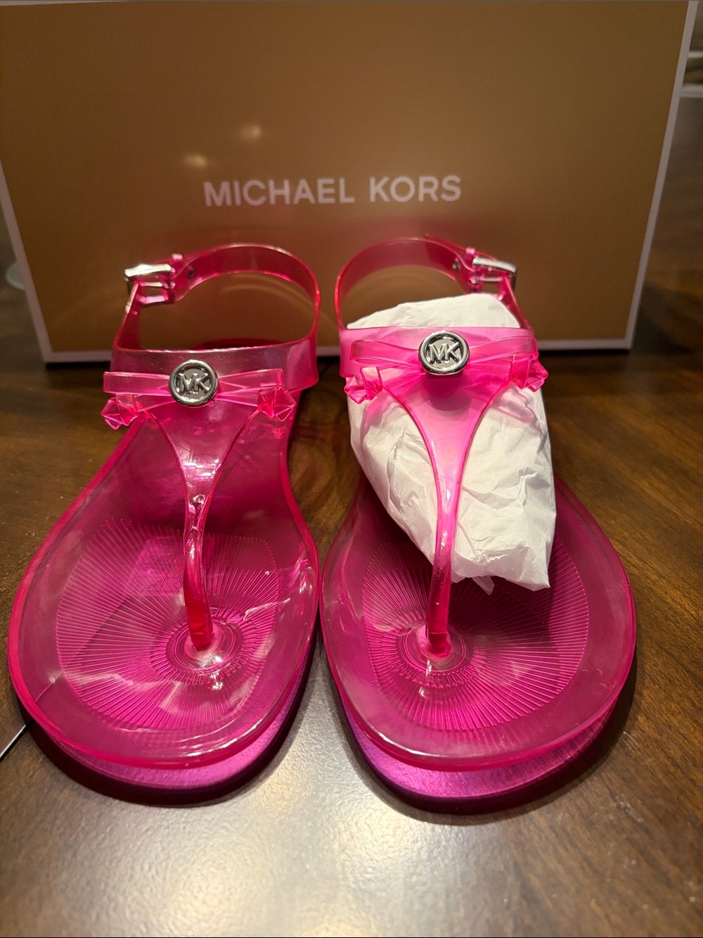 Michael Kors Kids Hot Pink Jelly T-Strap Sandals